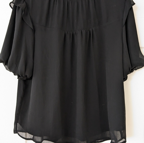 LOFT Ruffle Neck Balloon Sleeve Top - Picture 3 of 3